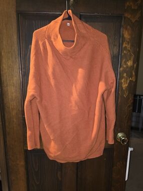 Orange Turtleneck Men's Sweater